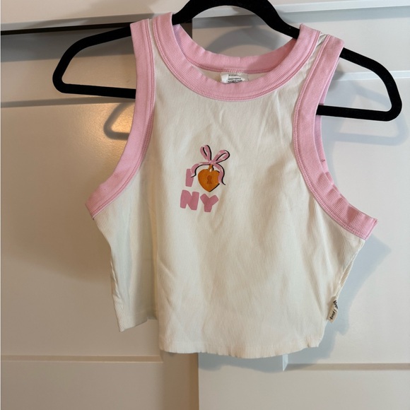 Kulani Kinis Tops - Kulani Kinis Pink and White Tank Top